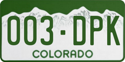 CO license plate 003DPK