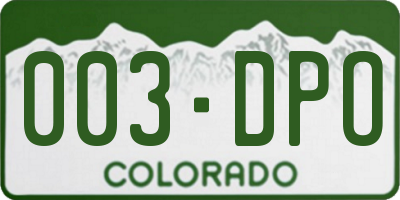 CO license plate 003DPO