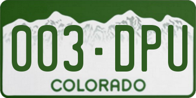 CO license plate 003DPU