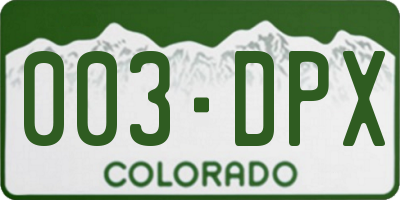 CO license plate 003DPX