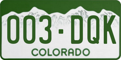 CO license plate 003DQK