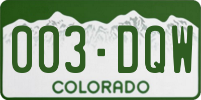 CO license plate 003DQW