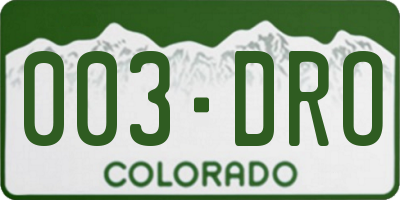 CO license plate 003DRO