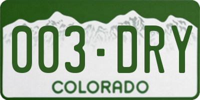 CO license plate 003DRY