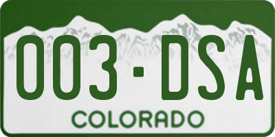 CO license plate 003DSA