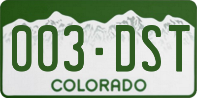 CO license plate 003DST