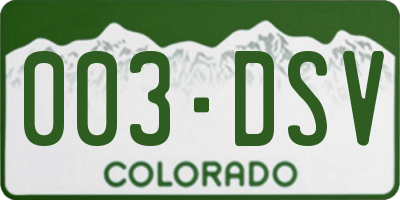 CO license plate 003DSV