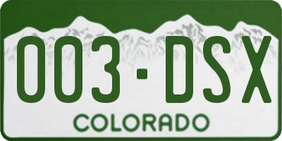 CO license plate 003DSX