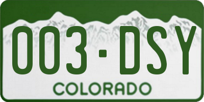 CO license plate 003DSY