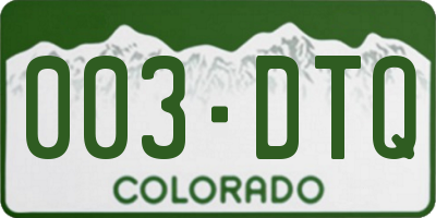 CO license plate 003DTQ