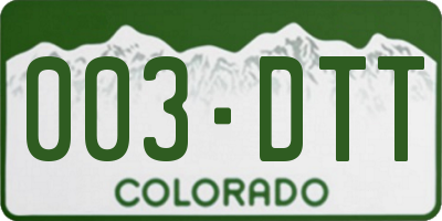 CO license plate 003DTT