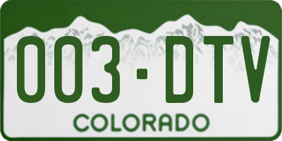 CO license plate 003DTV