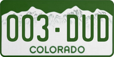 CO license plate 003DUD