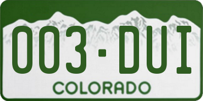 CO license plate 003DUI