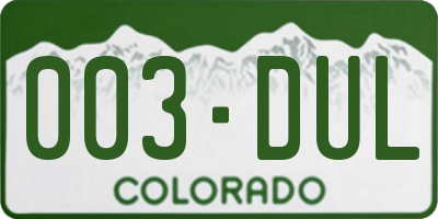 CO license plate 003DUL
