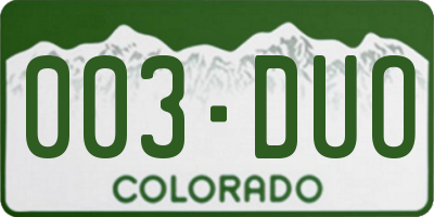CO license plate 003DUO