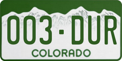 CO license plate 003DUR