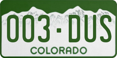CO license plate 003DUS