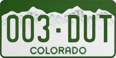 CO license plate 003DUT