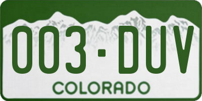 CO license plate 003DUV