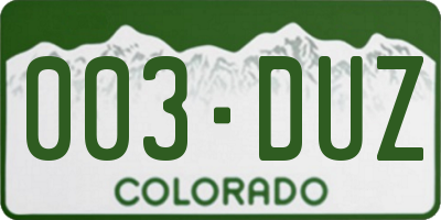 CO license plate 003DUZ