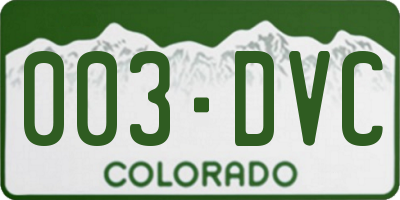 CO license plate 003DVC