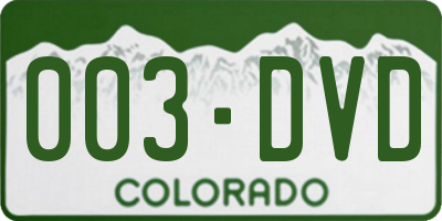 CO license plate 003DVD