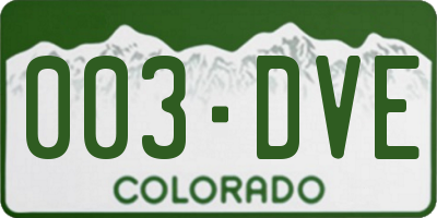 CO license plate 003DVE
