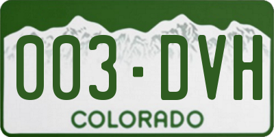 CO license plate 003DVH
