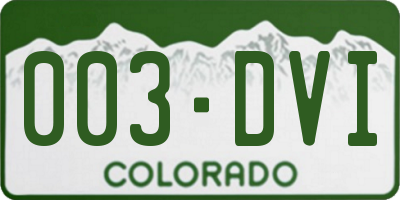 CO license plate 003DVI