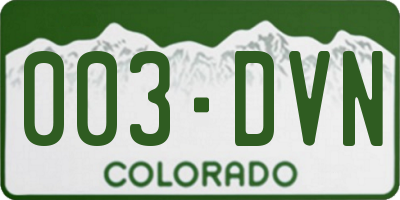 CO license plate 003DVN