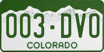 CO license plate 003DVO