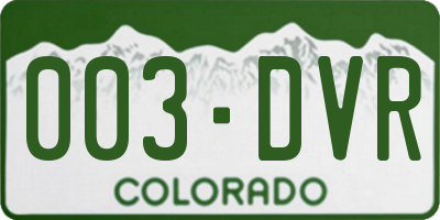 CO license plate 003DVR