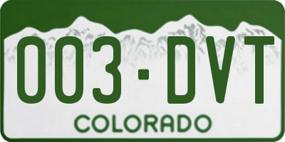 CO license plate 003DVT