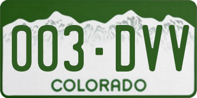 CO license plate 003DVV