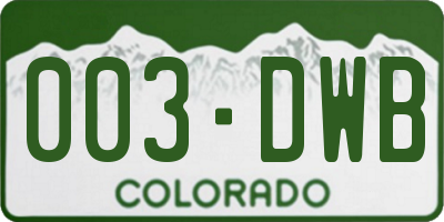 CO license plate 003DWB