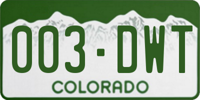 CO license plate 003DWT