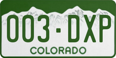CO license plate 003DXP