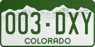 CO license plate 003DXY
