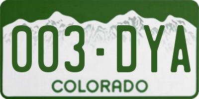 CO license plate 003DYA