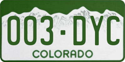 CO license plate 003DYC