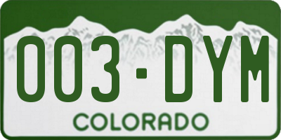 CO license plate 003DYM