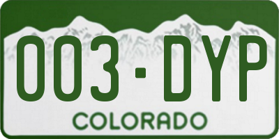 CO license plate 003DYP