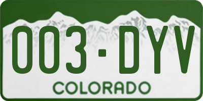 CO license plate 003DYV