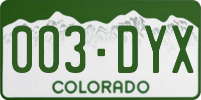 CO license plate 003DYX