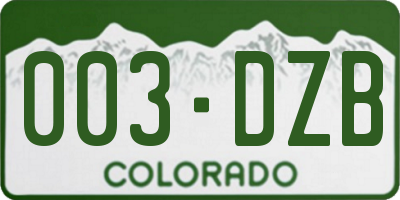 CO license plate 003DZB
