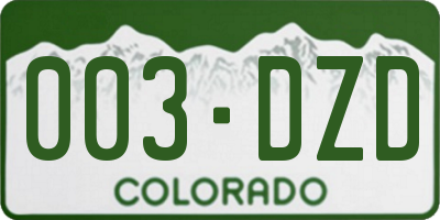 CO license plate 003DZD