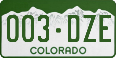 CO license plate 003DZE