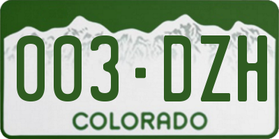CO license plate 003DZH