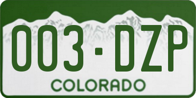 CO license plate 003DZP
